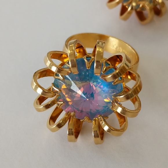 Pristine VTG ALL SIGNED Sarah Coventry Iridescent Crystals & Gold Tone Set - Picture 3 of 16